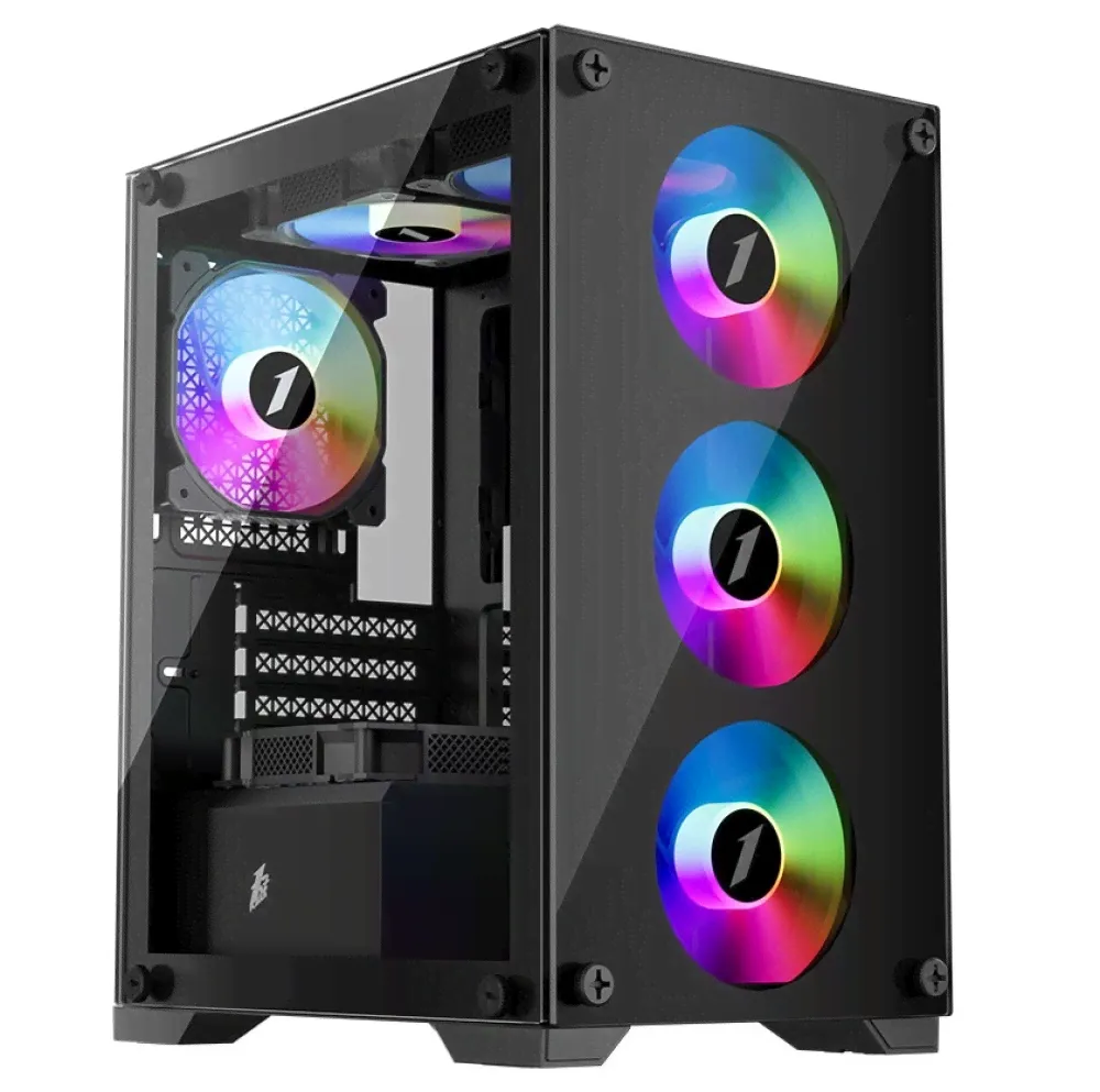 Корпус mATX Б_БП 1STPLAYER FIREBASE X2-M (USB3.0, Audio, 4x120mm LED,черный)[X2-M-4F1]-0