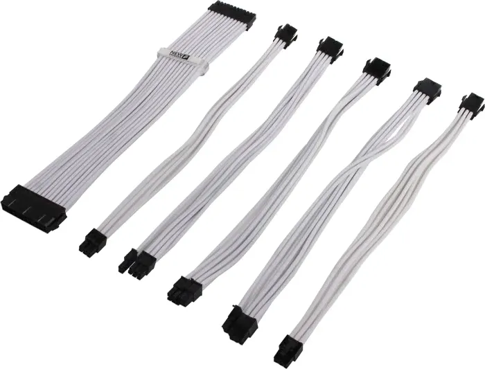 Комплект 1STPLAYER WHT-001 кабелей-удлинителей для БП, 350mm, crystal white, WHT-001-0